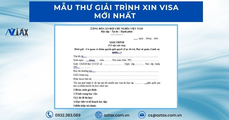 Mẫu thư giải trình xin visa mới nhất