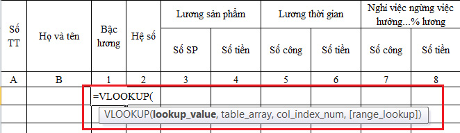 Sử dụng làm Vlookup để tham chiếu dữ liệu