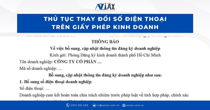 Thủ tục thay đổi số điện thoại trên giấy phép kinh doanh