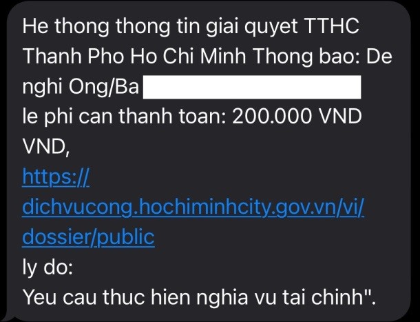 Trường hợp thông báo lệ phí cần thanh toán