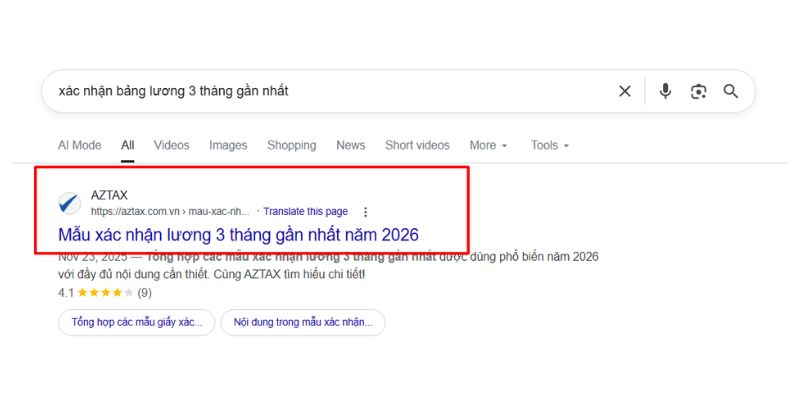 Xác nhận bảng lương 3 tháng gần nhất