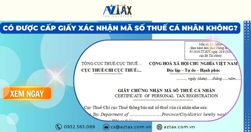 giấy xác nhận mã số thuế cá nhân