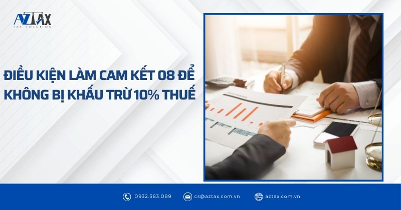 Điều kiện làm cam kết 08 để không bị khấu trừ 10% thuế