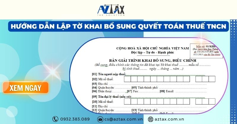 Hướng dẫn lập tờ khai bổ sung quyết toán thuế TNCN