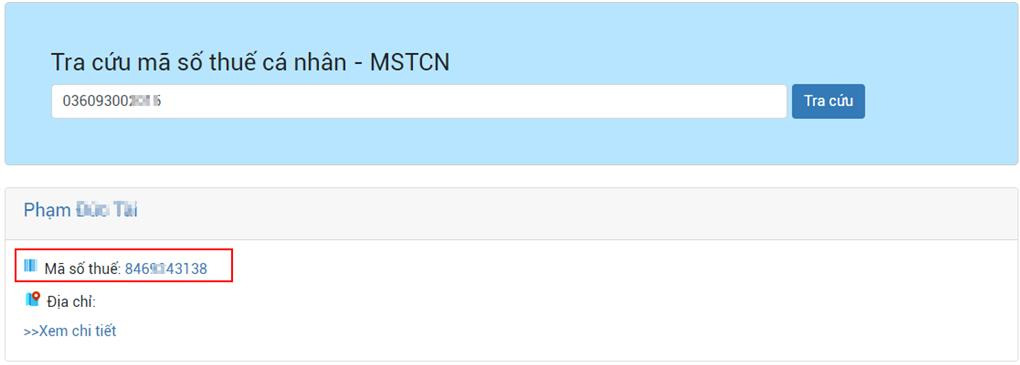 Kiểm tra mã số thuế cá nhân trên website TNCNonline.com.vn
