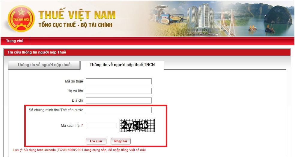 Tra cứu mã số thuế cá nhân trên trang web Thuế Việt Nam