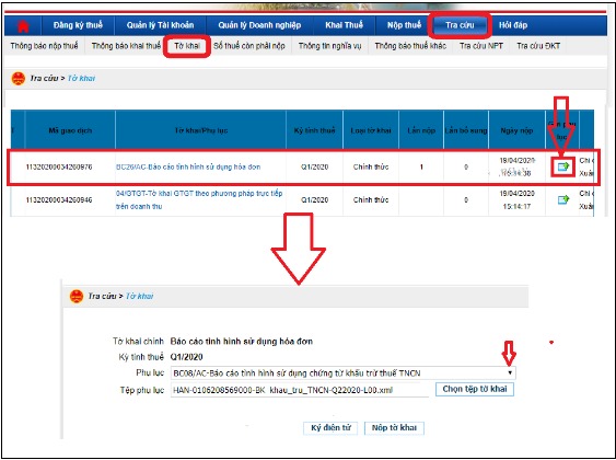 Nộp trực tuyến bảng kê chứng từ khấu trừ thuế TNCN