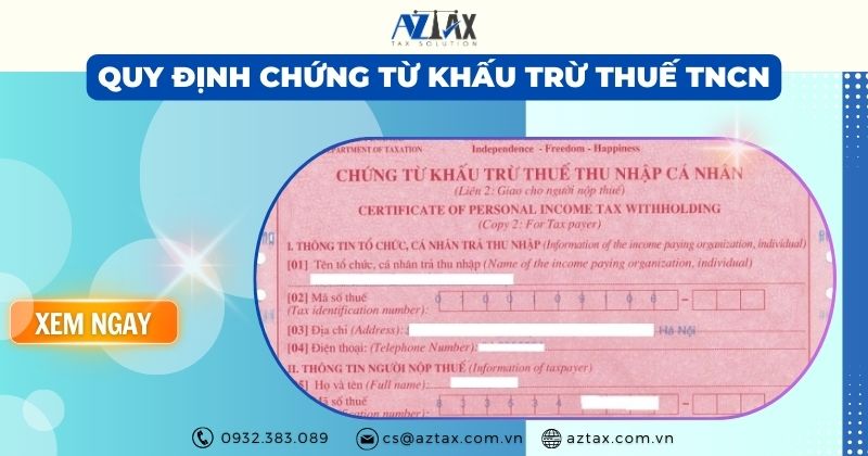 quy định chứng từ khấu trừ thuế tncn