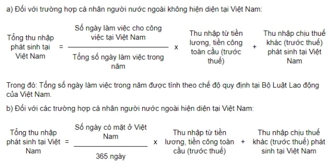 xác định tổng thu nhập phát sinh tại Việt Nam