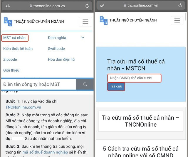 Tra cứu mã số thuế cá nhân online