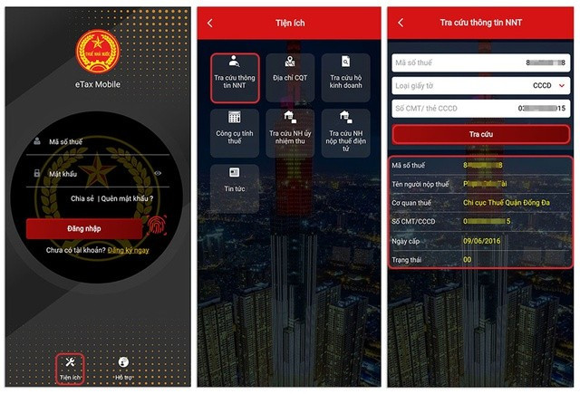 Tra cứu mã số thuế cá nhân trên ứng dụng eTax Mobile
