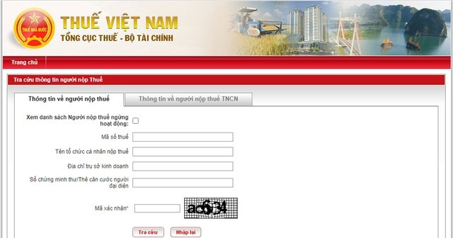 Tra mã số thuế cá nhân trên địa chỉ website của Tổng cục thuế