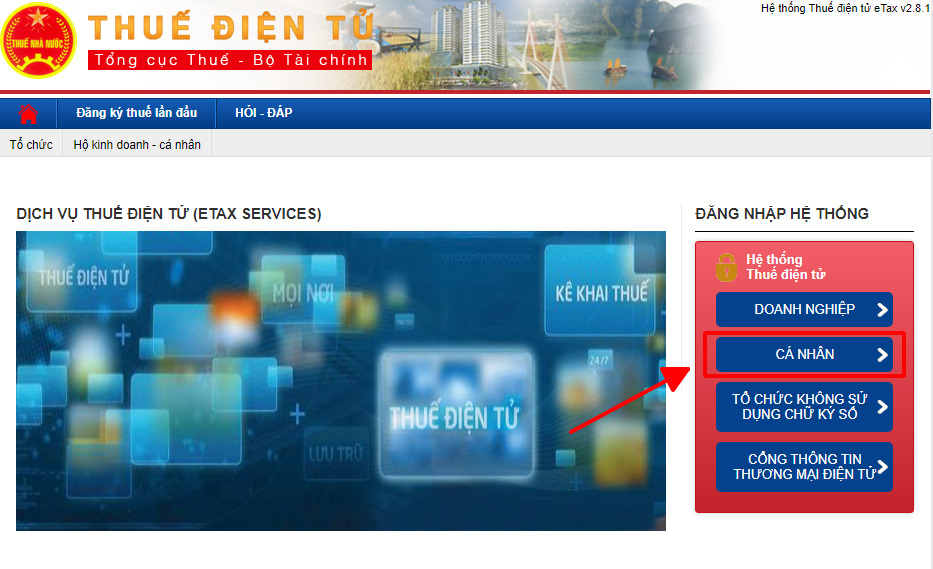 Truy cập vào Cổng Thông tin Điện tử của Tổng cục Thuế