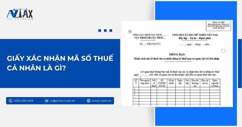 Giấy xác nhận mã số thuế cá nhân là gì?