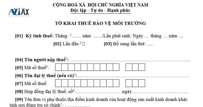 Mẫu số 01/TBVMT