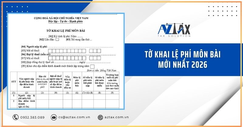 Tờ khai lệ phí môn bài mới nhất 2026