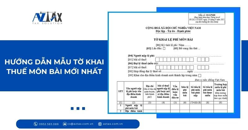 Hướng dẫn mẫu tờ khai thuế môn bài mới nhất