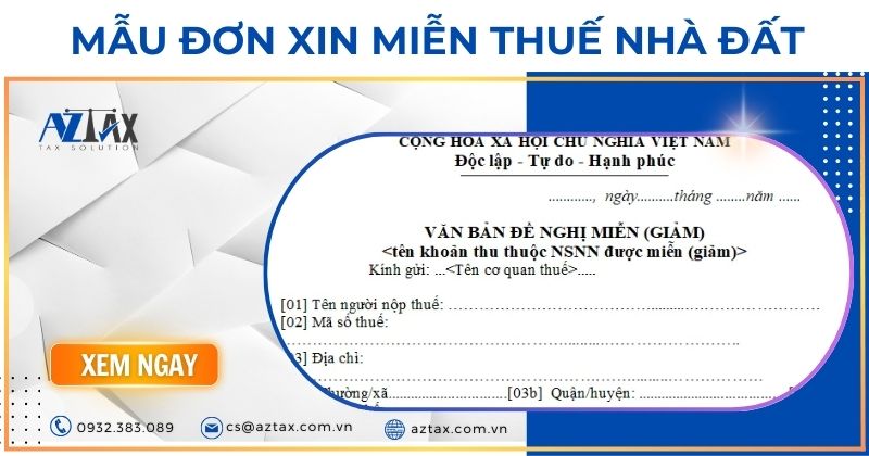 Mẫu đơn xin miễn thuế nhà đất