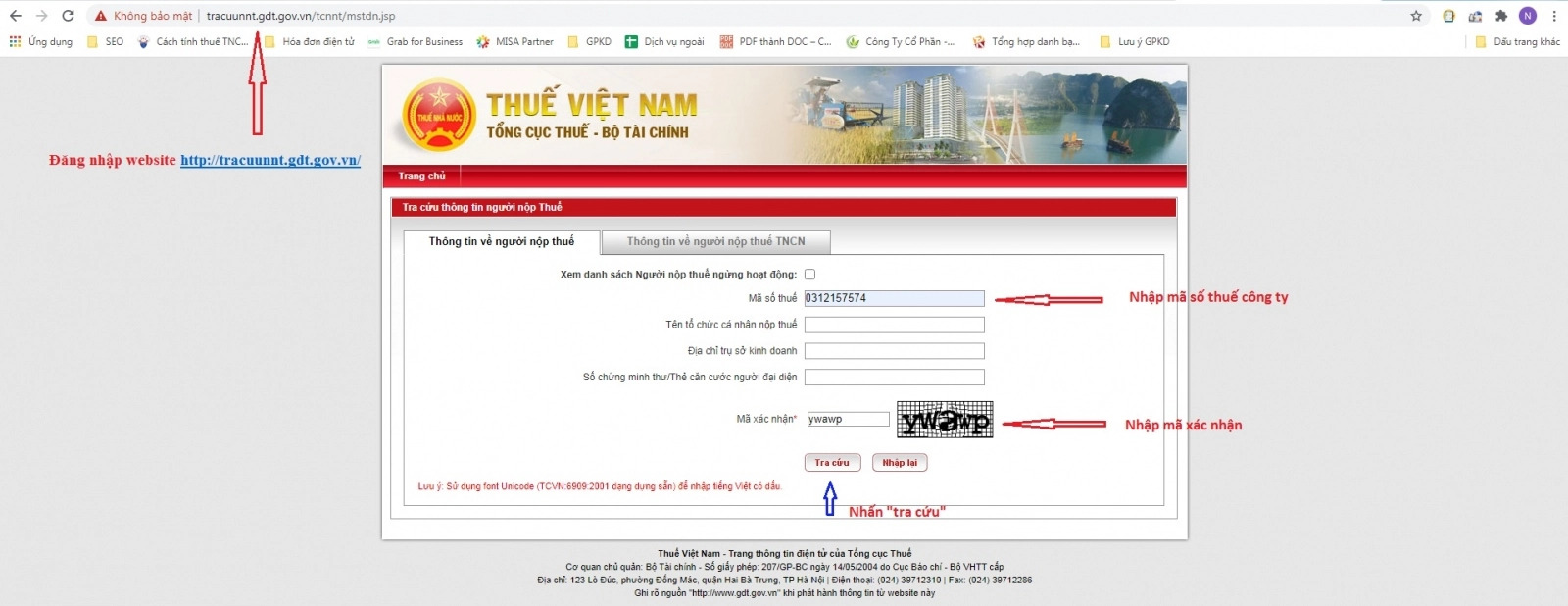 Tra cứu mã chương nộp thuế môn bài