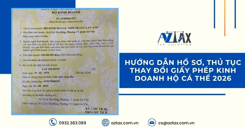 Hồ sơ, thủ tục thay đổi giấy phép kinh doanh hộ cá thể 2026