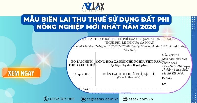 Mẫu biên lai thu thuế sử dụng đất phi nông nghiệp mới nhất năm 2026