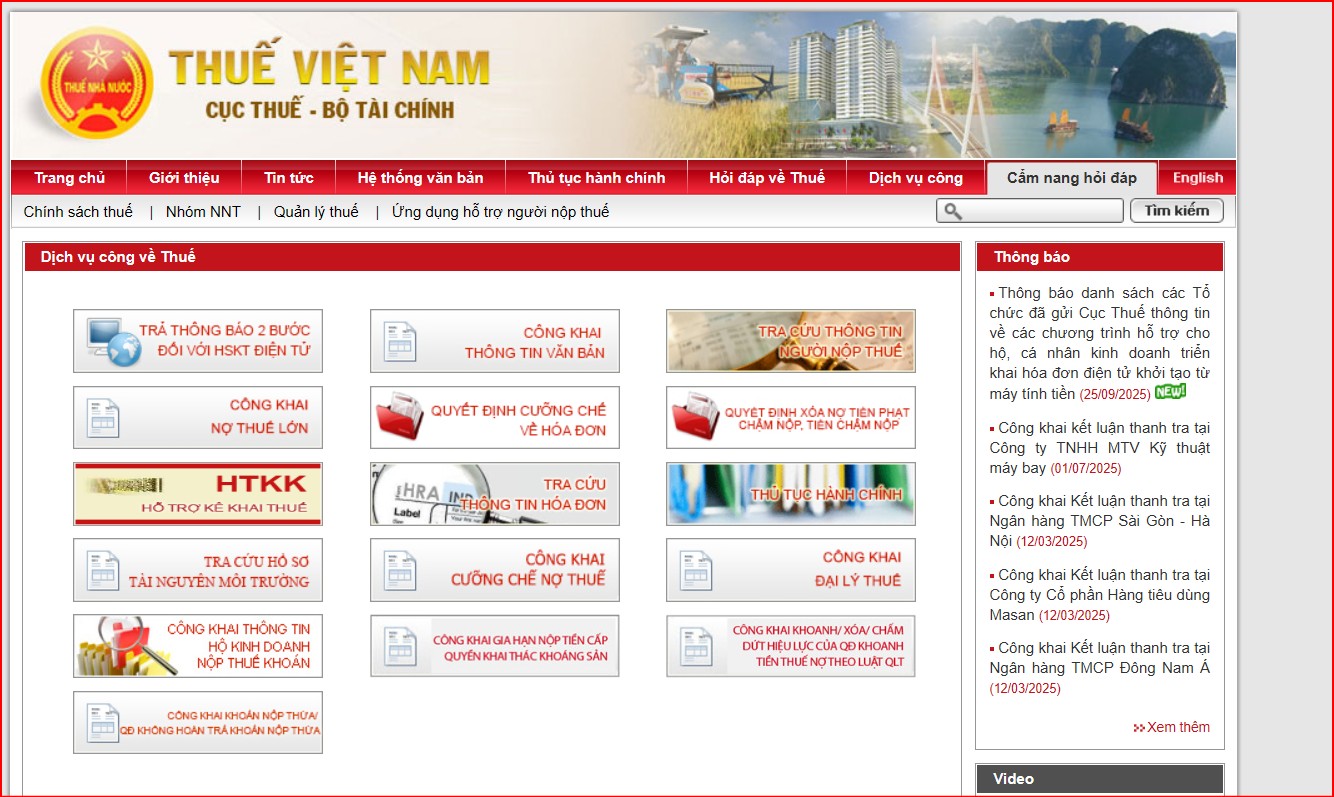 Truy cập vào trang web của Tổng cục Thuế Việt Nam