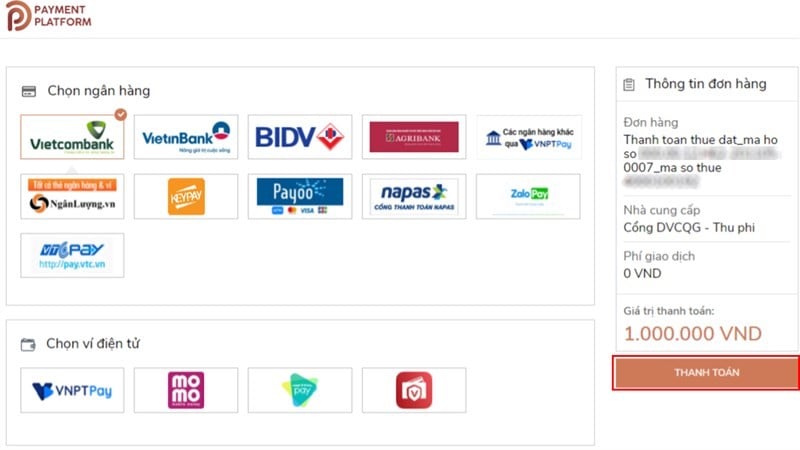 Lựa chọn phương thức thanh toán mong muốn