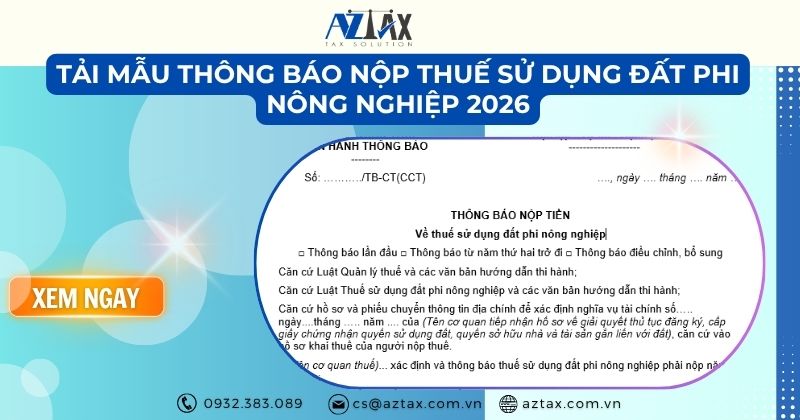 Tải mẫu thông báo nộp thuế sử dụng đất phi nông nghiệp 2026