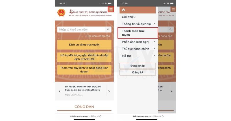 Bước 1: Truy cập vào Cổng Dịch vụ công quốc gia