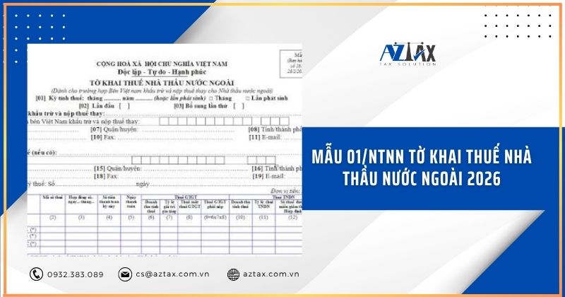 Mẫu số 01 NTNN tờ khai thuế nhà thầu nước ngoài mới nhất
