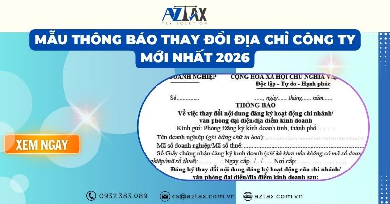 Mẫu thông báo thay đổi địa chỉ công ty mới nhất 2026
