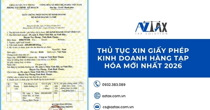 Thủ tục xin giấy phép kinh doanh hàng tạp hóa mới nhất 2026