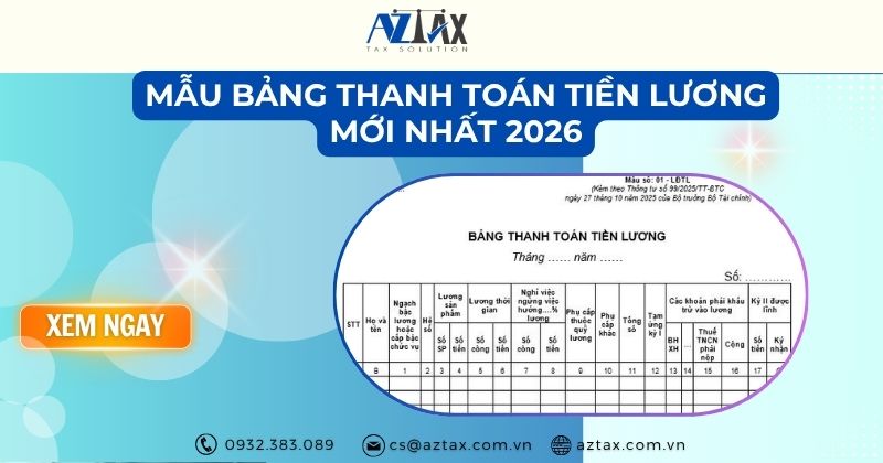 Mẫu bảng thanh toán tiền lương mới nhất 2026