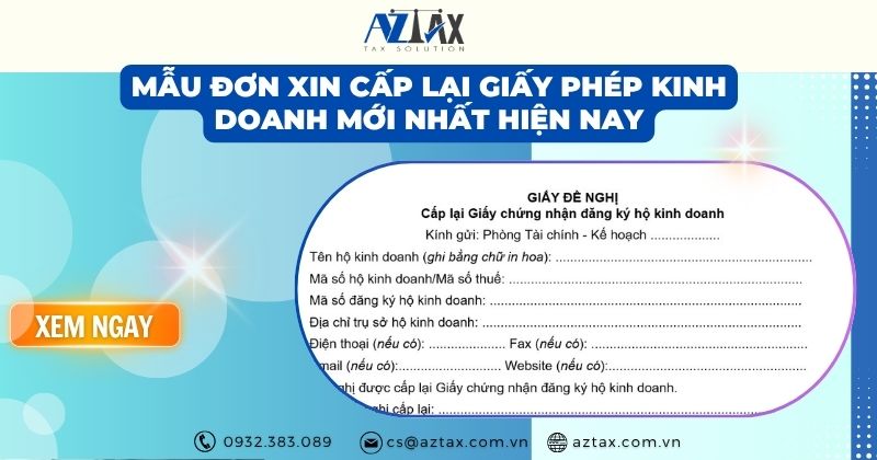 Mẫu đơn xin cấp lại giấy phép kinh doanh mới nhất hiện nay