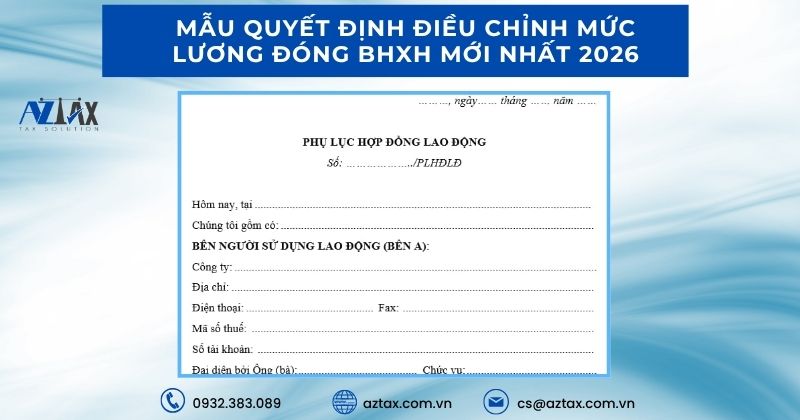 Mẫu quyết định điều chỉnh mức lương đóng BHXH mới nhất 2026