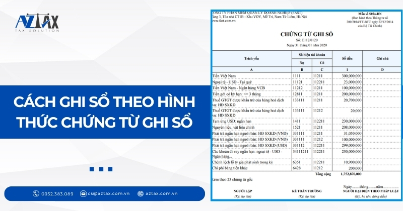 Cách ghi sổ theo hình thức Chứng từ ghi sổ