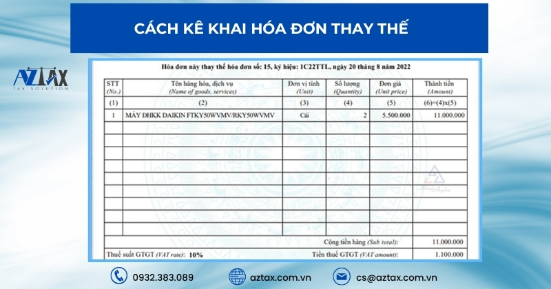 Cách kê khai hóa đơn thay thế