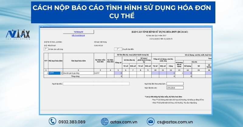 Cách nộp báo cáo tình hình sử dụng hóa đơn cụ thể