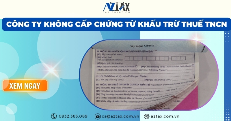 Công ty không cấp chứng từ khấu trừ thuế TNCN