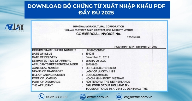 Download bộ chứng từ xuất nhập khẩu PDF đầy đủ 2025