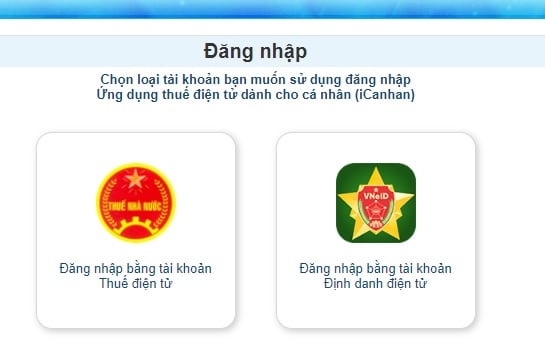 Đăng nhập thông qua 02 phương thức