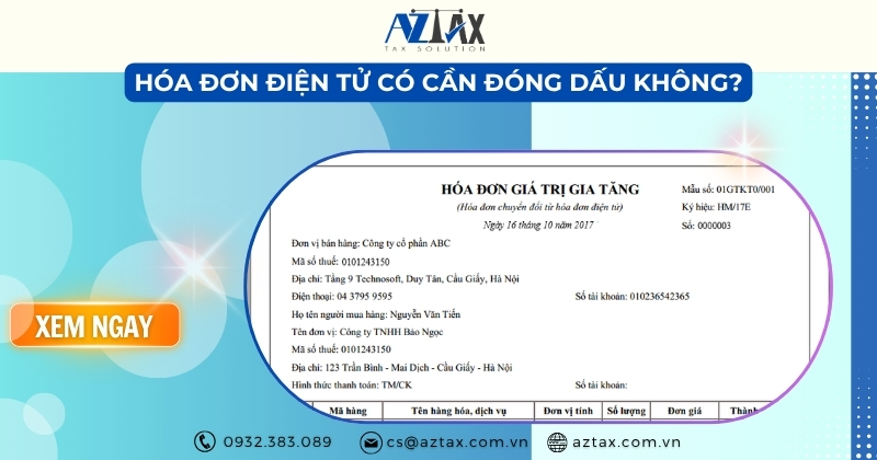 Hóa đơn điện tử có cần đóng dấu không?