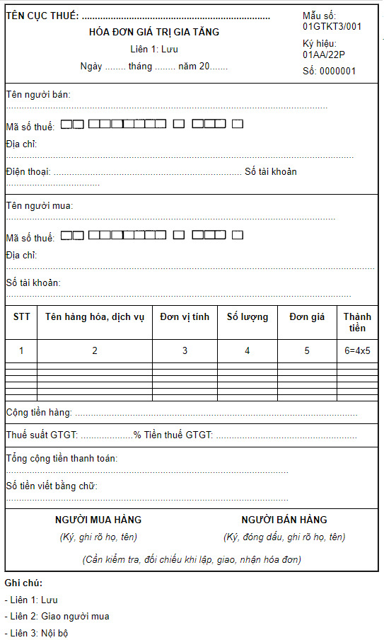 Mẫu hóa đơn đỏ mới nhất