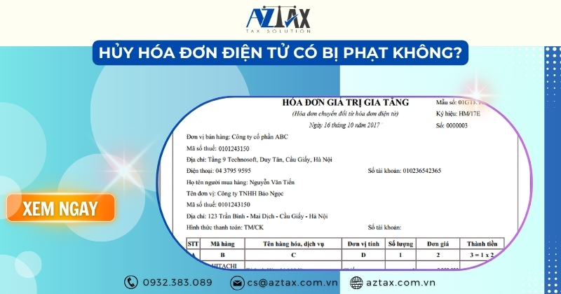 Hủy hóa đơn điện tử có bị phạt không?