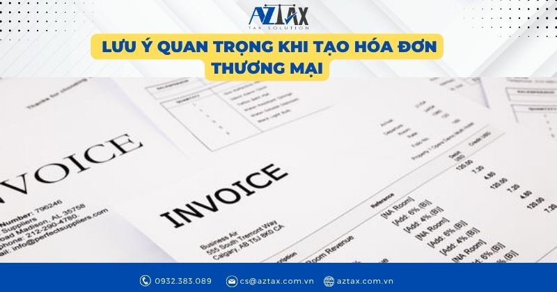 Lưu ý quan trọng khi tạo hóa đơn thương mại
