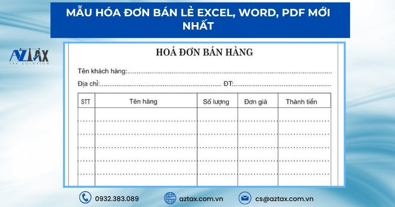 Mẫu hóa đơn bán lẻ Excel, Word, PDF mới nhất