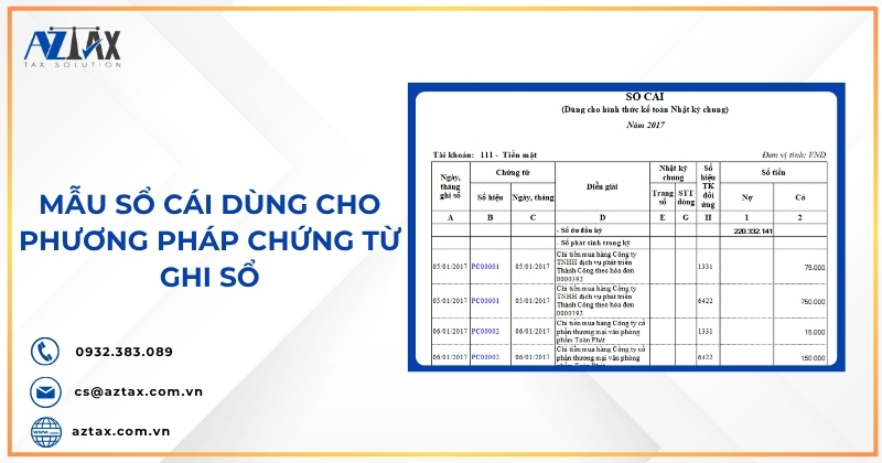 Mẫu sổ Cái dùng cho phương pháp chứng từ ghi sổ