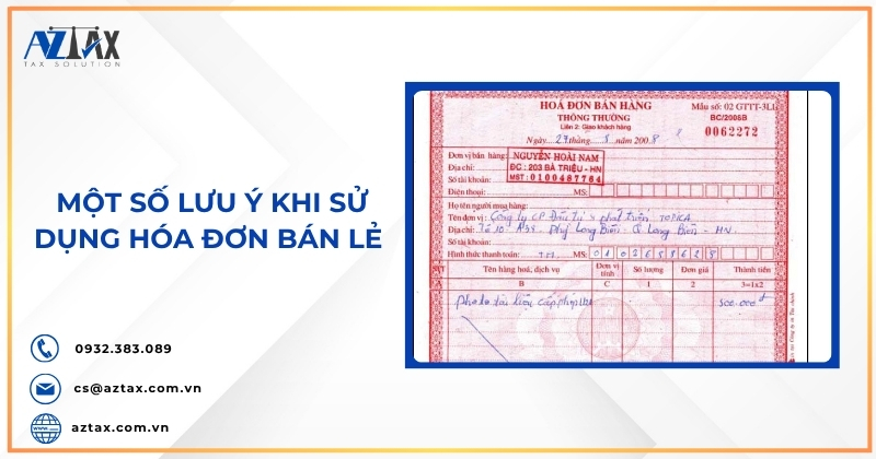 Một số lưu ý khi sử dụng hóa đơn bán lẻ