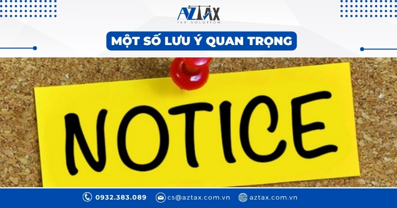 Một số lưu ý quan trọng