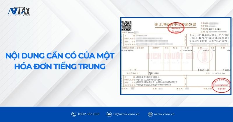Nội dung cần có của một hóa đơn tiếng Trung